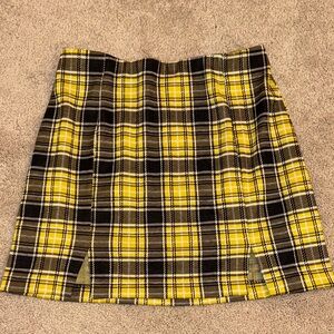 H&M Yellow and Black Checkered Mini Skirt